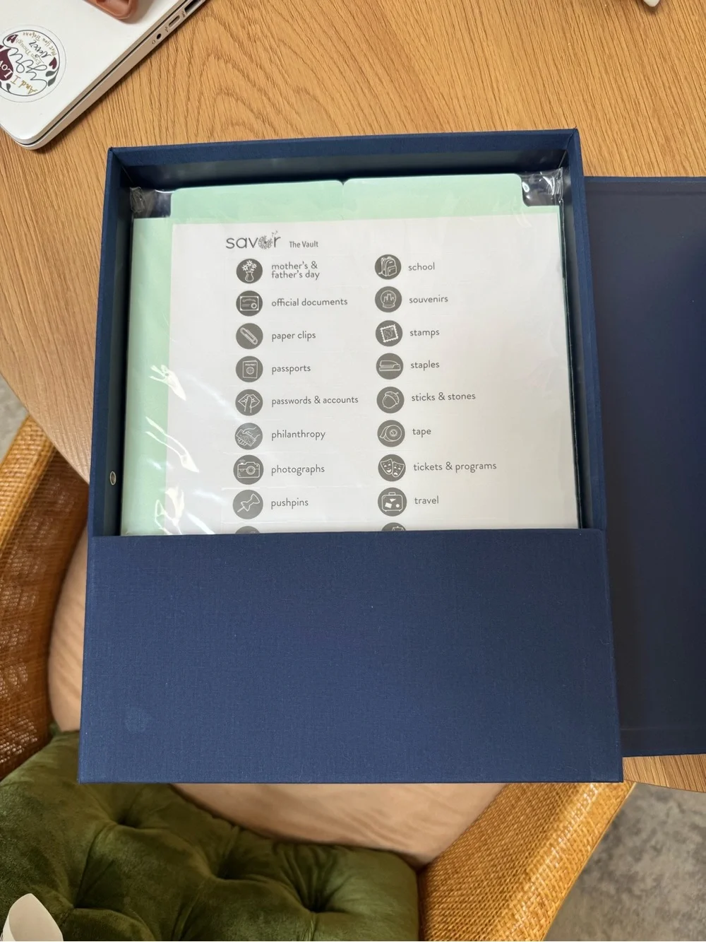 Savor All in one Memory box Storage Blue Organizer with Drawers files and labels